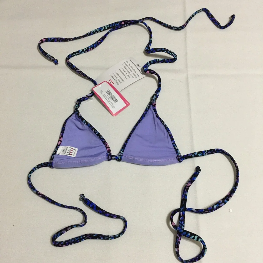Wicked Weasel 312 Triangle Bikini Top Womens XXS Multi Lavender NWT